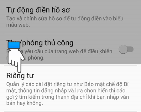 Chọn Quyền riêng tư