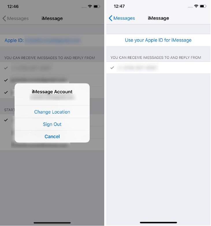 Sau khi đăng xuất, hãy nhấp vào Sử dụng Apple ID cho iMessage
