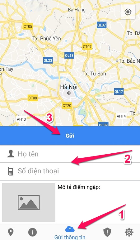 Nhận thông tin về tuyến đường ngập lụt Hà Nội