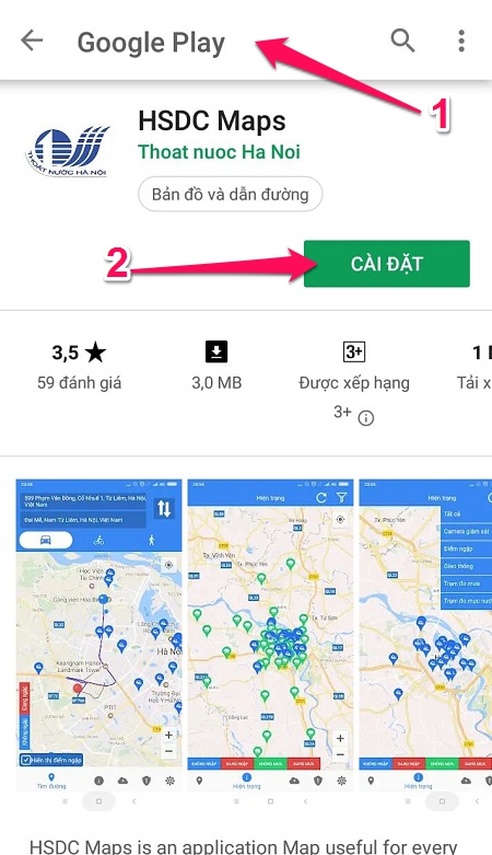 Cài đặt ứng dụng Bản đồ HSDC trong Google Play