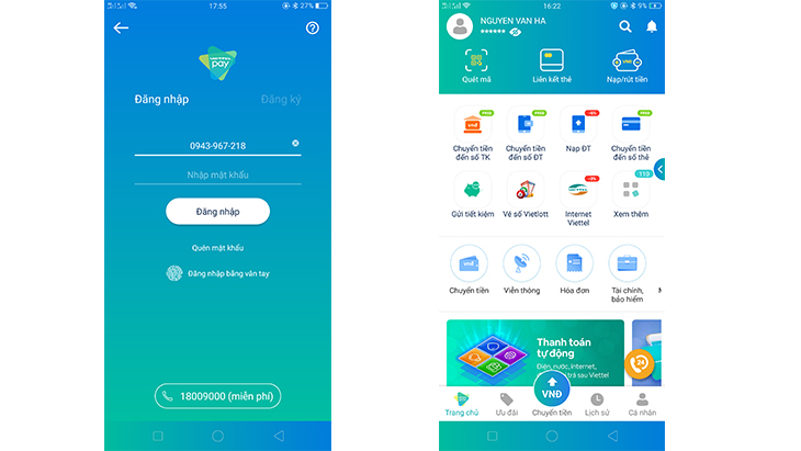Đăng nhập Viettel Pay