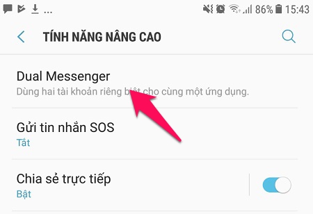 Sử dụng hai tài khoản mạng xã hội cùng lúc cho Dual Messenger trên Samsung J7 Pro