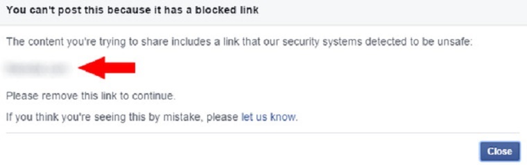 Người dùng không thể đăng liên kết bị chặn dưới bất kỳ hình thức nào
