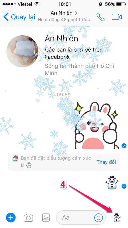 Cách tạo hiệu ứng tuyết trên điện thoại Facebook Messenger