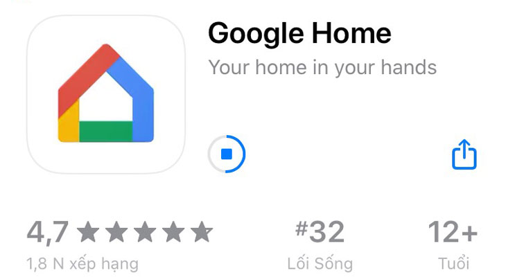 Ứng dụng Google Home được cài đặt trên iPhone / iPad