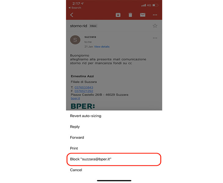 Cách chặn email bằng ứng dụng Gmail