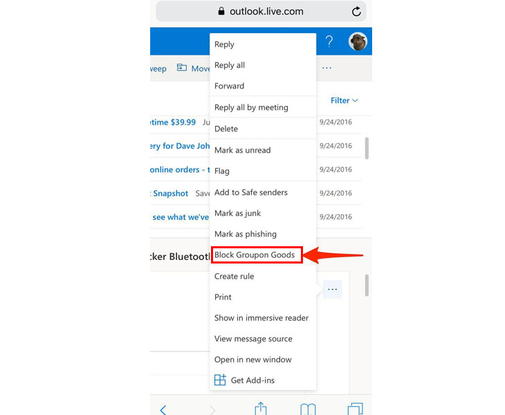 Chặn email từ Outlook
