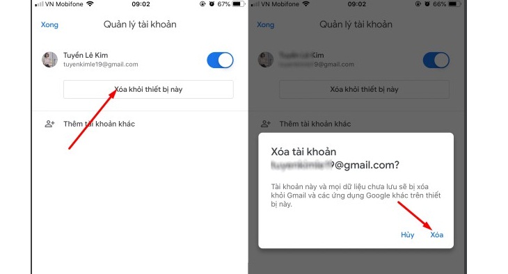 Nhấp vào Xóa tài khoản