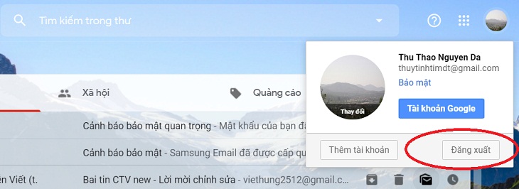 Đăng xuất khỏi Gmail