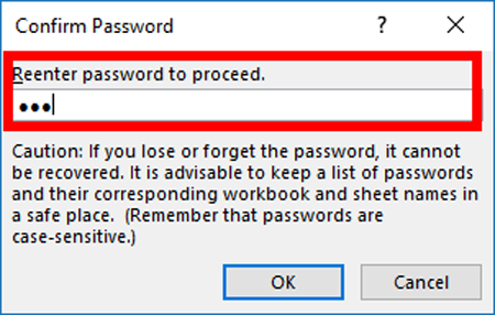 Nhập lại mật khẩu để mở vào trường Mật khẩu