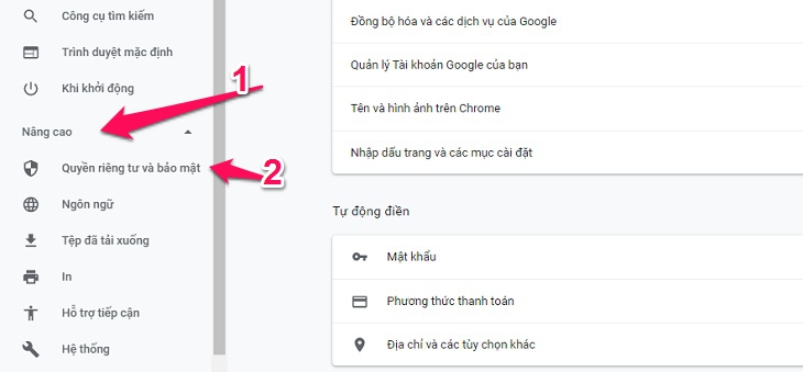 Nhấp vào nút Nâng cao.