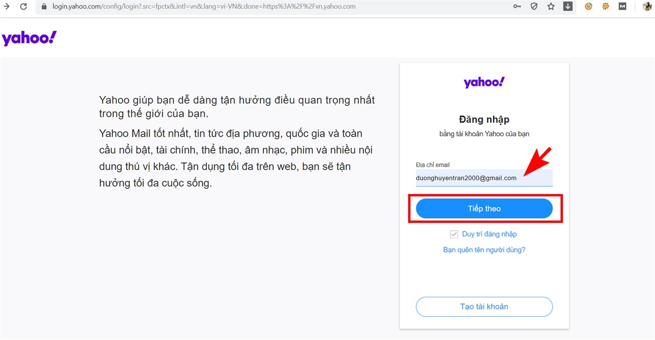 Cách lấy lại tài khoản Yahoo