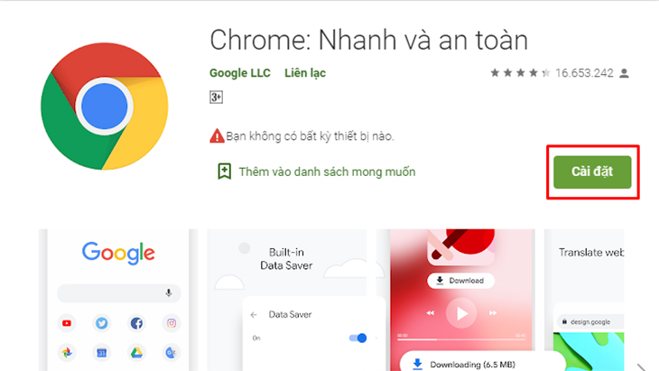 Cài đặt Chrome trên Android