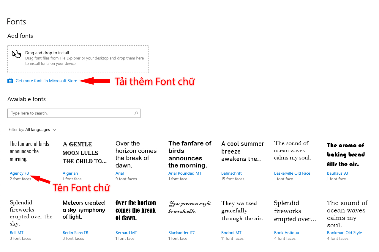 Chọn phông chữ để thay đổi