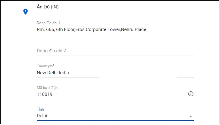 Bước 5: Bạn có thể nhập vào khu vực địa chỉ theo hướng dẫn này.