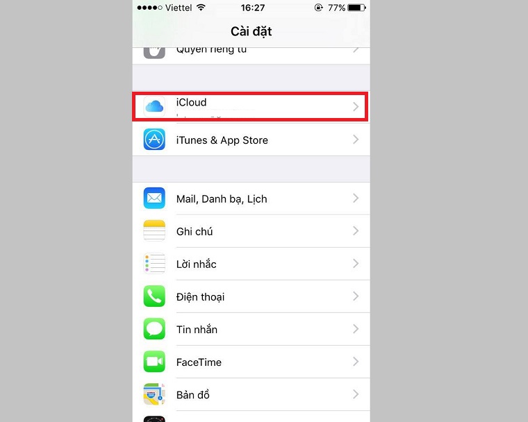 Chọn iCloud để đồng bộ danh bạ trên iPhone
