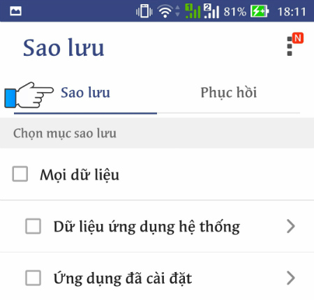 Chọn tab sau để lưu