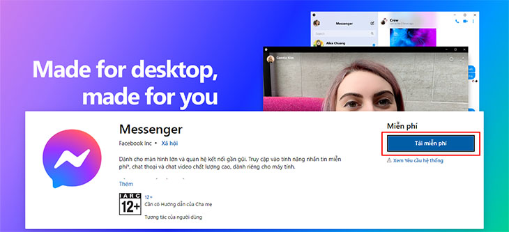 Truy cập liên kết Messenger trong Microsoft Store và chọn 