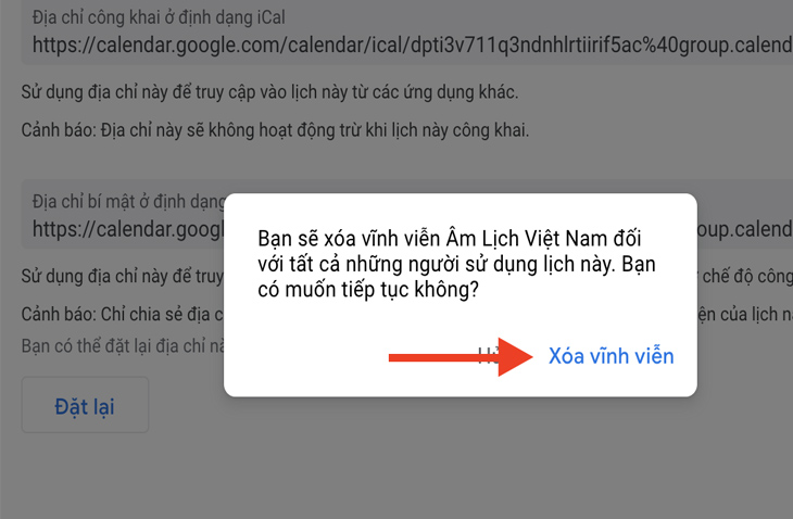 Bước 3: Nhấp vĩnh viễn vào nút Xóa