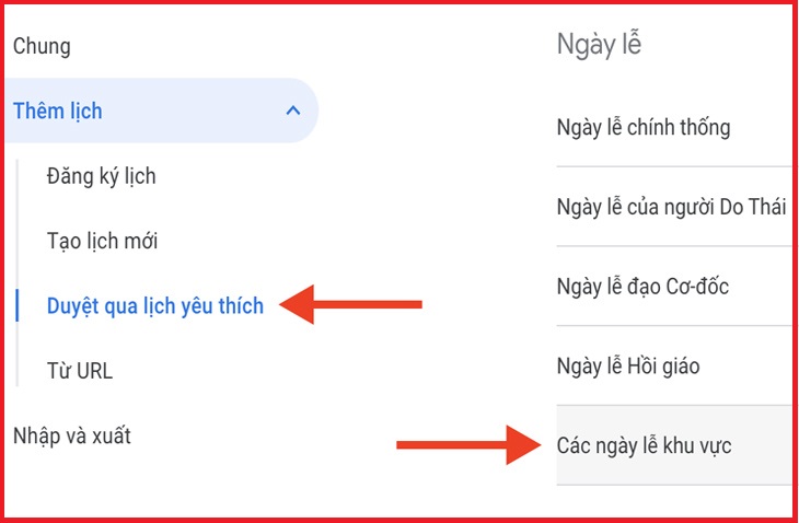 Bước 4: Nhấp vào trình đơn thả xuống Thêm Lịch và chọn tùy chọn Duyệt qua Mục ưa thích