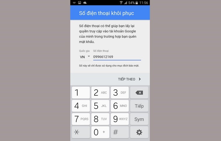 Bước 7: Bạn nhập số điện thoại sẽ sử dụng