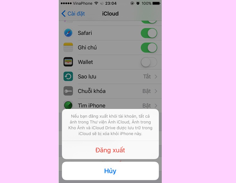 Đăng xuất khỏi iCloud