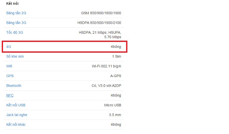 Không hỗ trợ 4G