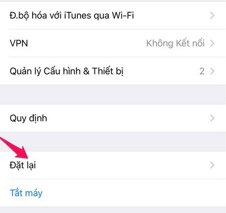 Bước 3: Nhấp vào Đặt lại