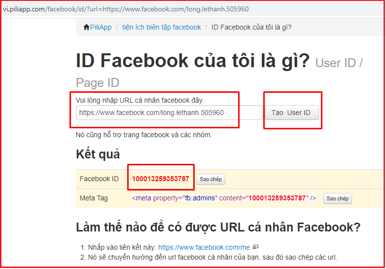 Tìm ID trên Facebook 