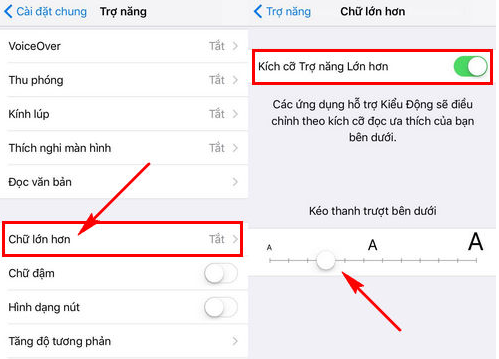 Cài đặt văn bản lớn hơn trên iPhone