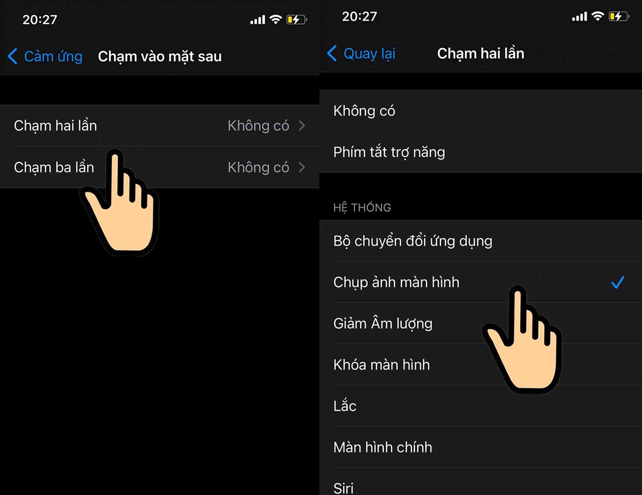Chọn chức năng thích hợp