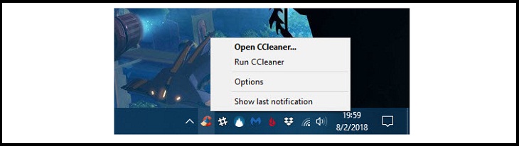 CCleaner không thể đóng các tùy chọn