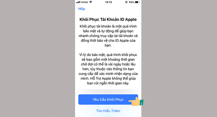 Khôi phục tài khoản iCloud trên điện thoại