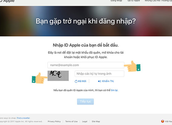 Sử dụng máy tính để khôi phục tài khoản iCloud