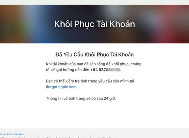 Sử dụng máy tính để khôi phục tài khoản iCloud