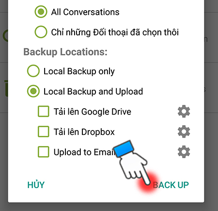 Sao lưu và khôi phục tin nhắn trên Android vào Email, Dropbox hoặc Google Drive