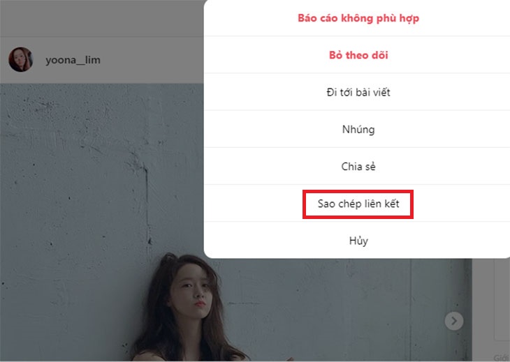 Chọn liên kết để sao chép