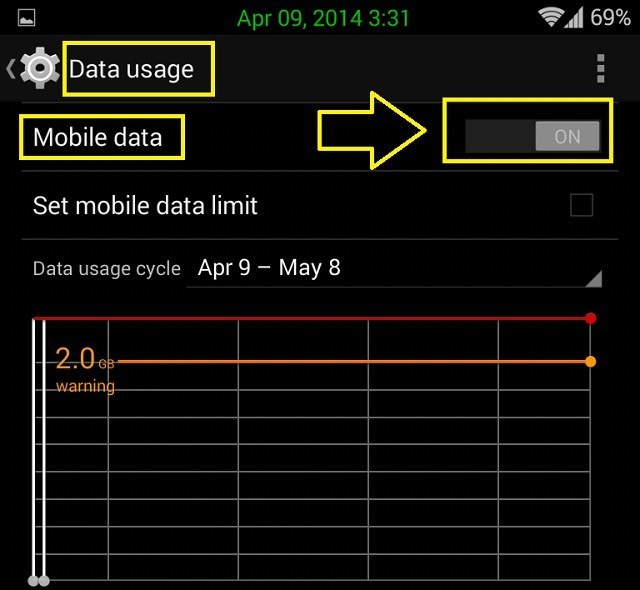 Tắt dữ liệu di động 3G