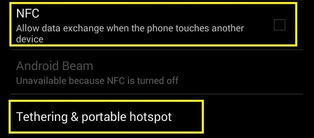 Tắt kết nối NFC và điểm phát sóng WiFi (nếu có).