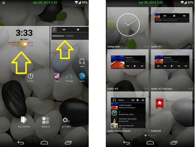 Chọn và xóa các widget không cần thiết trên màn hình chính