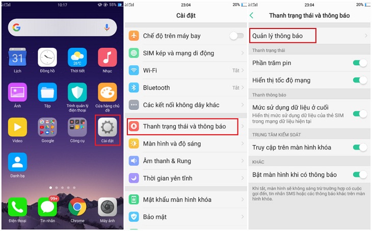 Các bước tắt thông báo ứng dụng