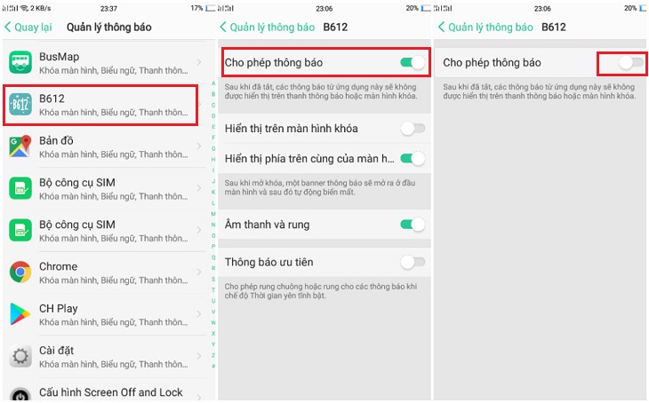 Các bước tắt thông báo ứng dụng