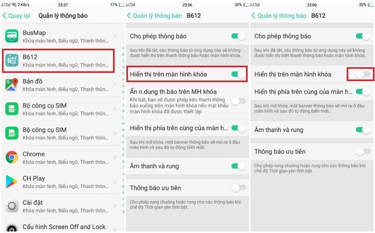 Các bước tắt thông báo trên màn hình khóa