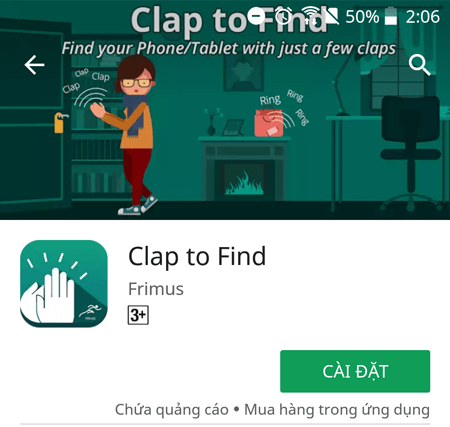 Cài đặt Clap to Find
