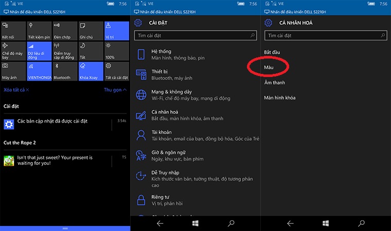Cách thay đổi màu nền trên Windows 10 Mobile