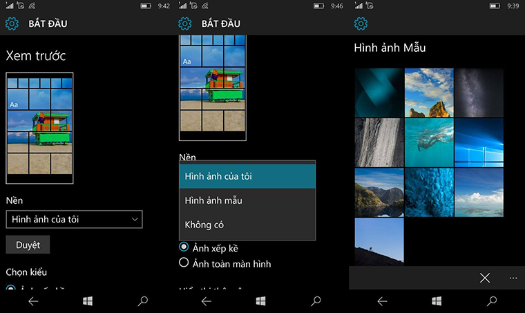 Cách thay đổi màn hình nền trên Windows 10 Mobile