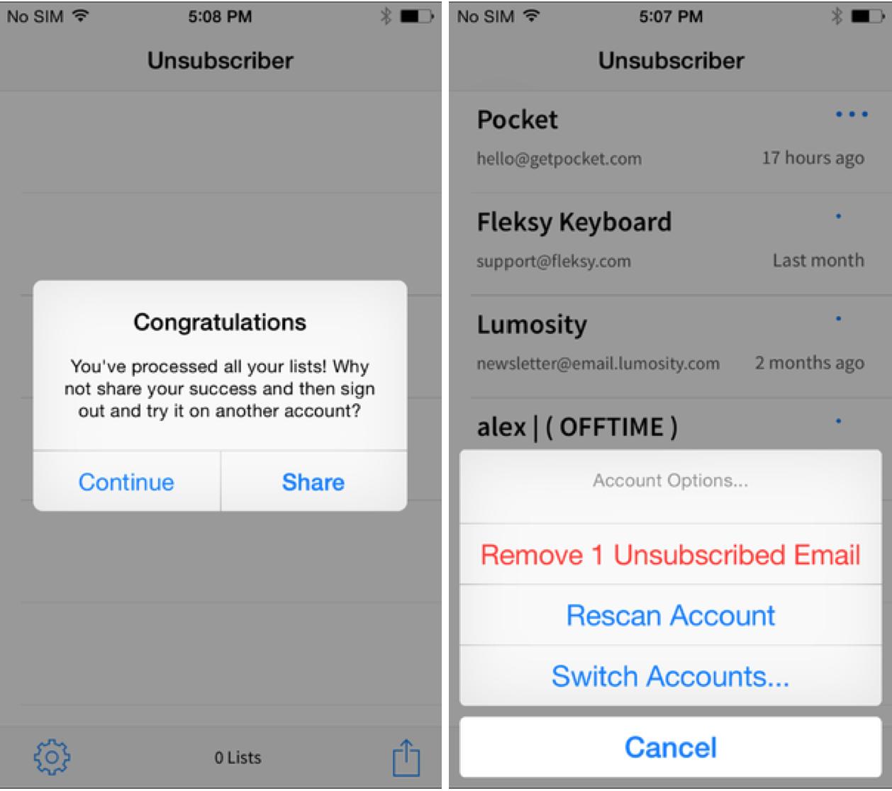 Sử dụng Unsubscriber trên iOS để xóa nhanh các e-mail và bản tin gây phiền nhiễu