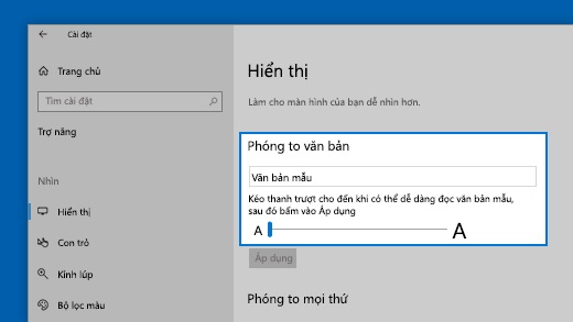 Phóng to nội dung màn hình